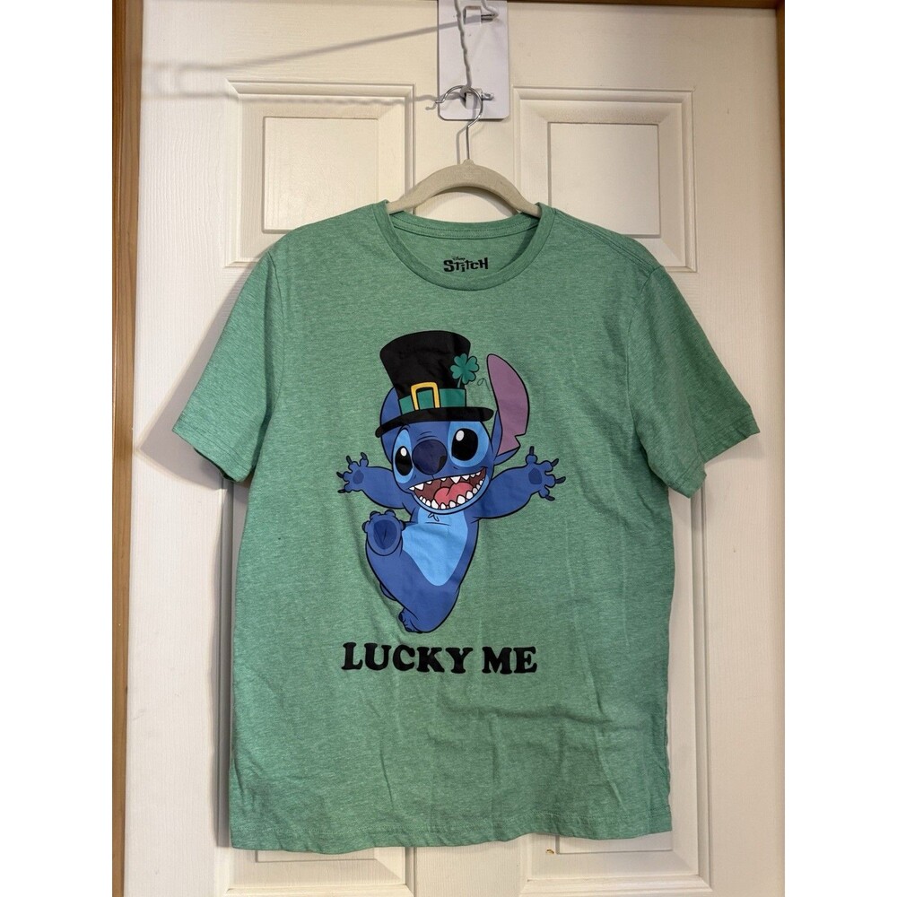 Disney Stitch “Lucky Me” Size Medium St Patrick Day Shirt Green